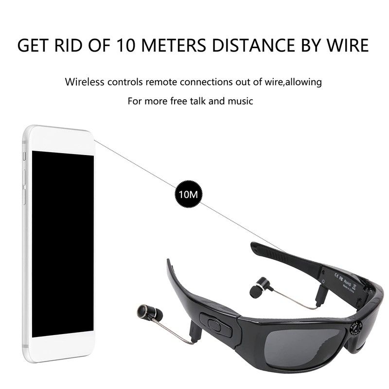 Bluetooth Camera Glasses, Portable HD 1080P Glasses Camera with Headset,