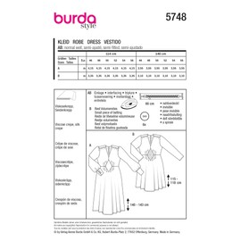 Burda Style Women's Sewing Pattern #5748 Midi Dresses with Insert and Popping Pleats Size 18-20