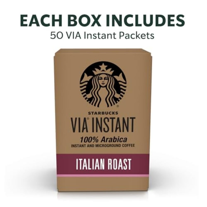 Starbucks VIA Instant Coffee, Dark Roast Coffee, Italian Roast, 100%