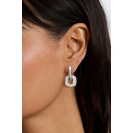 Gold Earrings for women, Dainty 14k Gold Plated Dangle Chain Link Hoop Earrings Paperclip Drop CZ Earrings Hypoallergenic Square Minimalist Earrings for Women Jewelry