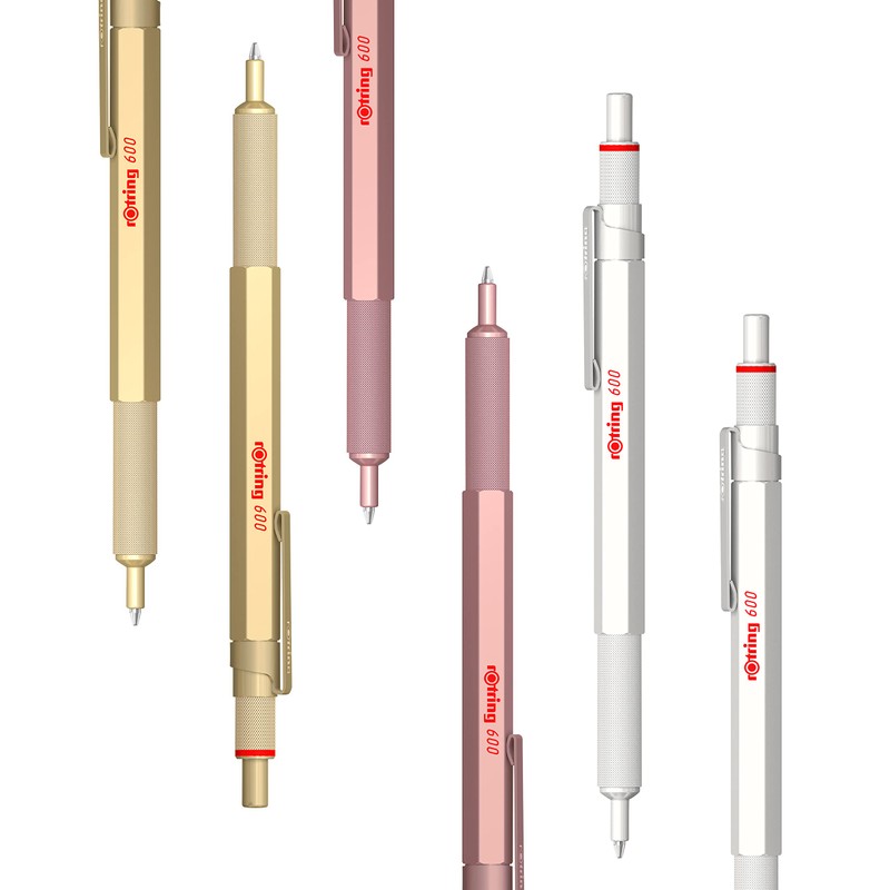rOtring 600 Ballpoint Pen, Medium Tip, Black Ink, Gold Barrel,
