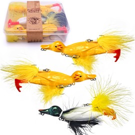 VMSIXVM Topwater Duck Fishing Lures, Realistic Baby Duckling Baits Floating Artificial Hard Swimbaits for Bass Pike Musky Catfish Freshwater Saltwater Fishing