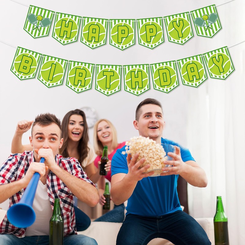 Tennis Happy Birthday Banner, Sport Themed Tennis Party Decorations, Tennis
