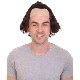 HalloweenPartyOnline Men's Half-bald head Sadistic Supervillain Wig | Dark Brown Wigs HM-1166
