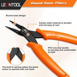 LEONTOOL Mini Round Nose Pliers with Smooth Jaws Specialty Pointed Nose 5-Inch Tweezer Nose Pliers 1mm Diameter Tip Chain Nose Pliers for Jewelry Making Precision Pliers Jewelery Making Tool