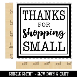 Thanks for Shopping Small Business Thank You Square Rubber Stamp for Stamping Crafting - 1.25in Small