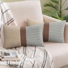 JASEN Faux Leather and Linen Pillow Covers 12x20 Inch Set