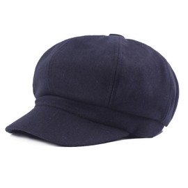 Women Vintage Newsboy Cabbie Peaked Beret Cap Warm Baker Boy Visor Hat Flat Cap Navy