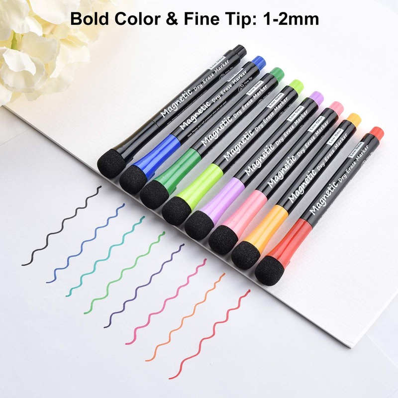 Browill Magnetic Dry Erase Markers, Fine Tip Low Odor Whiteboard