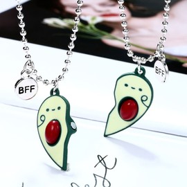 LICHUANUK Avocado Heart Necklace, Friendship Pendant Necklaces, BFF Necklace, Birthday Gift for Best Friends