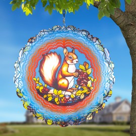 Tepaken Stainless Steel Reflective Wind Spinners Outdoor Garden Decor,Sparkly Metal Wind Spinners Gifts for Mom, Women 3D Squirrel