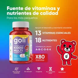 Goli Nutrition - 80 Gomitas Para Niños - Vitamina C Y Zinc Sabor Frutal