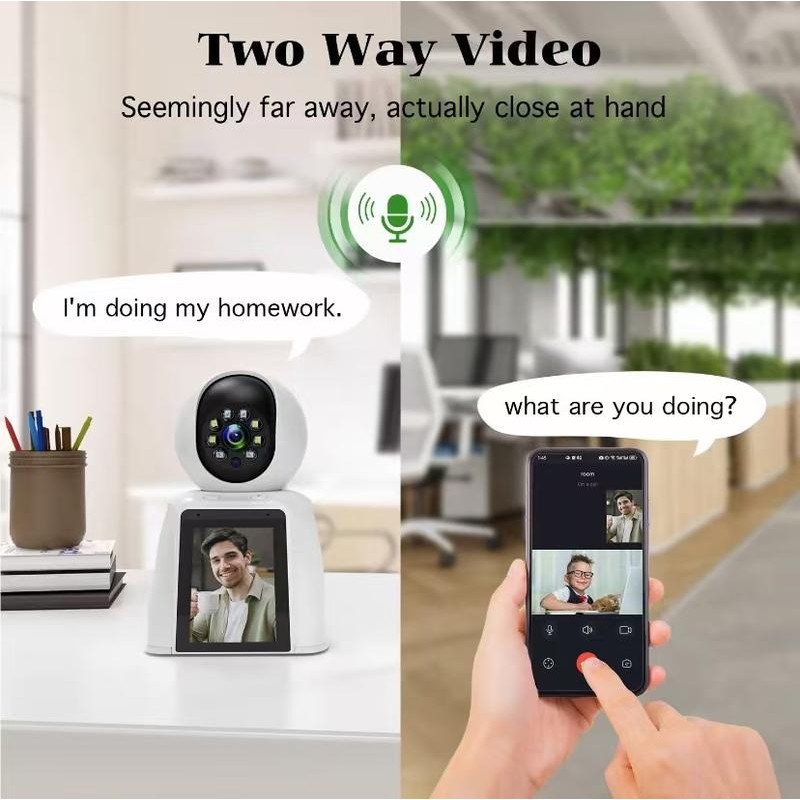 WAKADO 2K Video Call Security Camera Indoor, Nanny Monitor Pet Camera,Two-Way Video,One-Touch Phone Call,Security camerasEasy