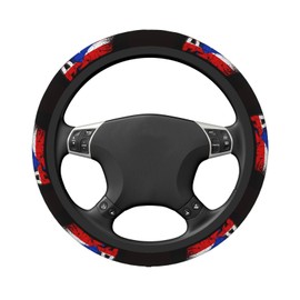 Puerto Rico Flag Steering Wheel Covers,Anti Slip Sweat Absorption Elasticity Car Accessories Steering Wheel Protector Universal 15 Inch for SUV Sedan Vans Trucks