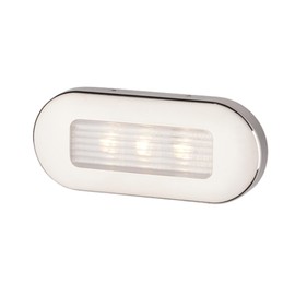 SEAFLO 01 Series LED Oblong Courtesy Light – Warm White,12-24V, 0.5W, IP67, 3.2”x7.48”x2.02” (32x74.8x20.2mm), 316 Stainless Steel Flush Mount Step/Deck Light for Boat & RV, 4-Year Warranty