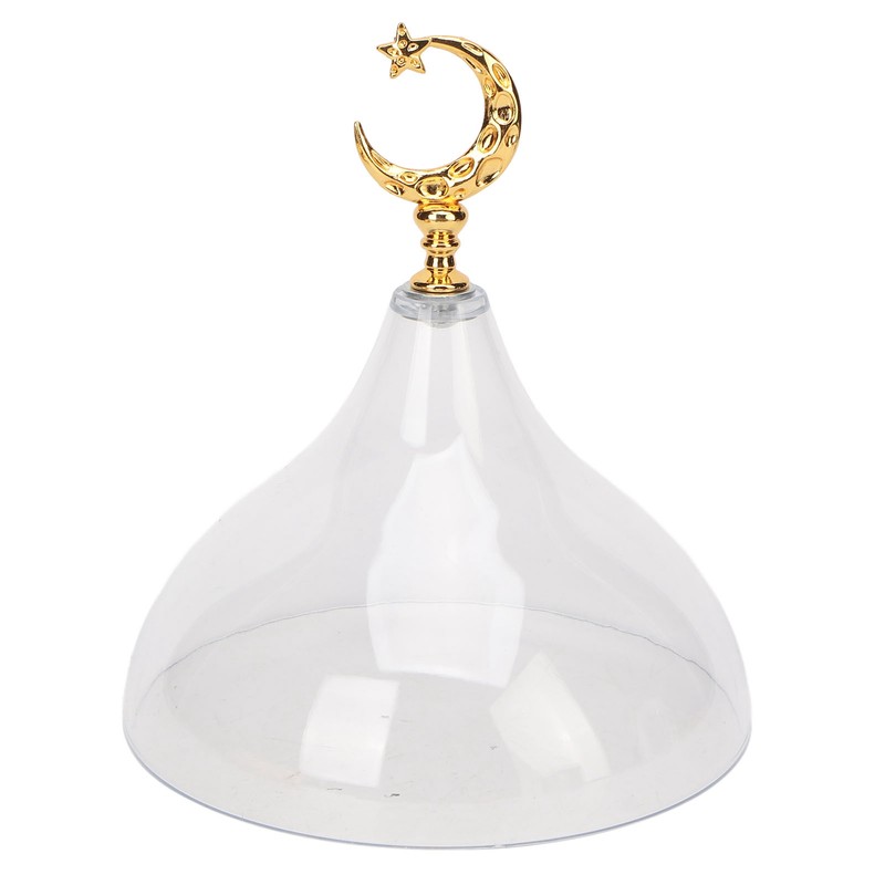 Serving Plate with Dome Golden Embossed Patterns Stainless Steel Acrylic