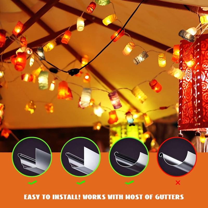 BYSMAH Gutter Hooks for Outdoor Lights, 50Pcs,White, Plastic Light S