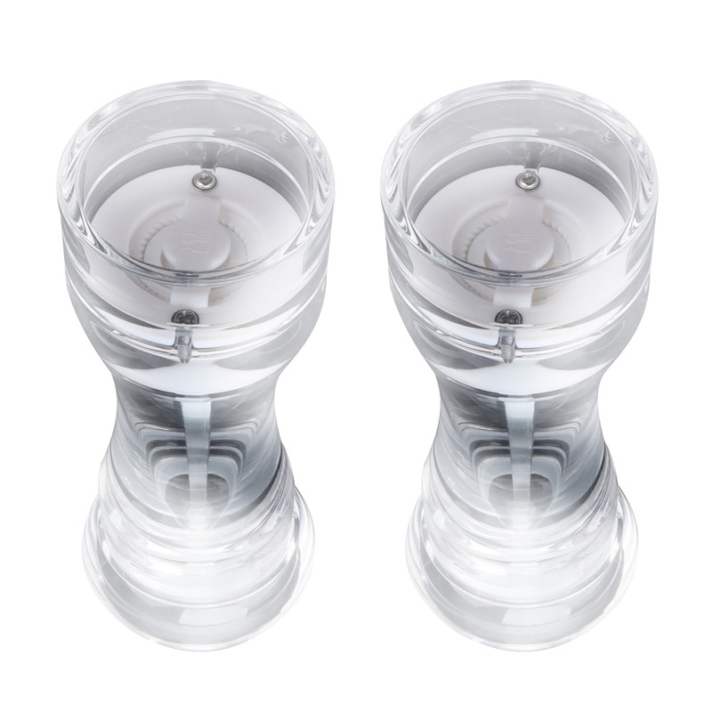 2Pcs Acrylic Manual Grinder Transparent Pepper Salt Mill Spice Jar