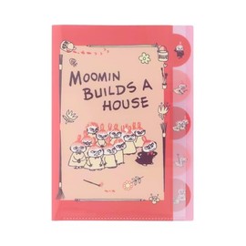 Sunstar Stationery Moomin Clear File, 5 Pockets, A4, 2024 Autumn Winter, Berry S2172127