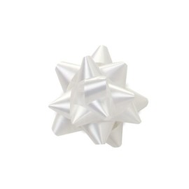Pack Of 48, Small Solid White Star Poly Gift Bows 2-1/2" x 12 Loops Made In Usa