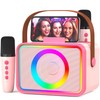 Karaoke Machine,Portable Bluetooth Speaker with 2 Wireless Microphone for Adults