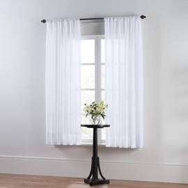 SmartSheer Thermoregulating Semi-Sheer Curtains – Energy-Saving Privacy Panels with UV Light Deflection, Heat & Cold Insulation (White, 63L x 59W, Pack of 1)