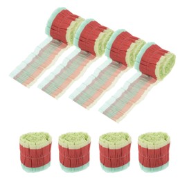 MECCANIXITY 8 Pcs Crepe Paper Streamers, 9.84ft Streamer Decoration Paper Cream Green, Dark Green, Red for Party Birthday Wedding Decoration Streamers, DIY Crafts