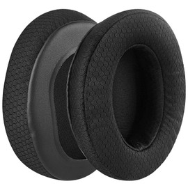 Geekria Comfort Mesh Fabric Replacement Ear Pads for HyperX Cloud II, 2, Mix, Alpha, Cloud Flight, Stinger, Revolver S Headphones Ear Cushions, Headset Earpads, Ear Cups Repair Parts (Black)