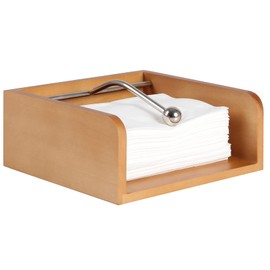 Eitida Square Napkin Holder Dispenser, Solid Wood,with Sophisticatedly Weighted Stainless Steel Center Bar,for Kitchen Tables,Indoor and Outdoor, Picnic, Restaurants, Cafe, Vintage Home Decor_Vintage
