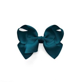 Bownita Girl's' Classic Handmade Grosgrain Hair Bow, Snag-free, No-Slip, Medium Size (Military Blue)