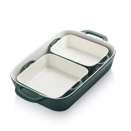 Sweejar Ceramic Bakeware Set, Rectangular Baking Dish for Cooking, Kitchen, Cake Dinner, Banquet and Daily Use, Casserole Dishes for Oven Porcelain Baking Pans (Jade)