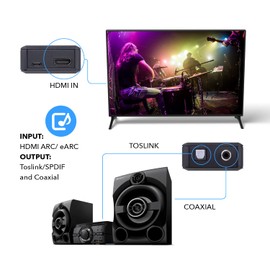 OREI eARC/ARC HDMI to Optical/Coaxial Audio Extractor, - Supports Dolby 5.1 Channel, DTS 5.1, LPCM 2.0 Channel HDTV Soundbar Speaker Amplifier (DA41)