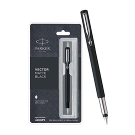 Parker Vector CT Matte Black Fountain Pen, Blue