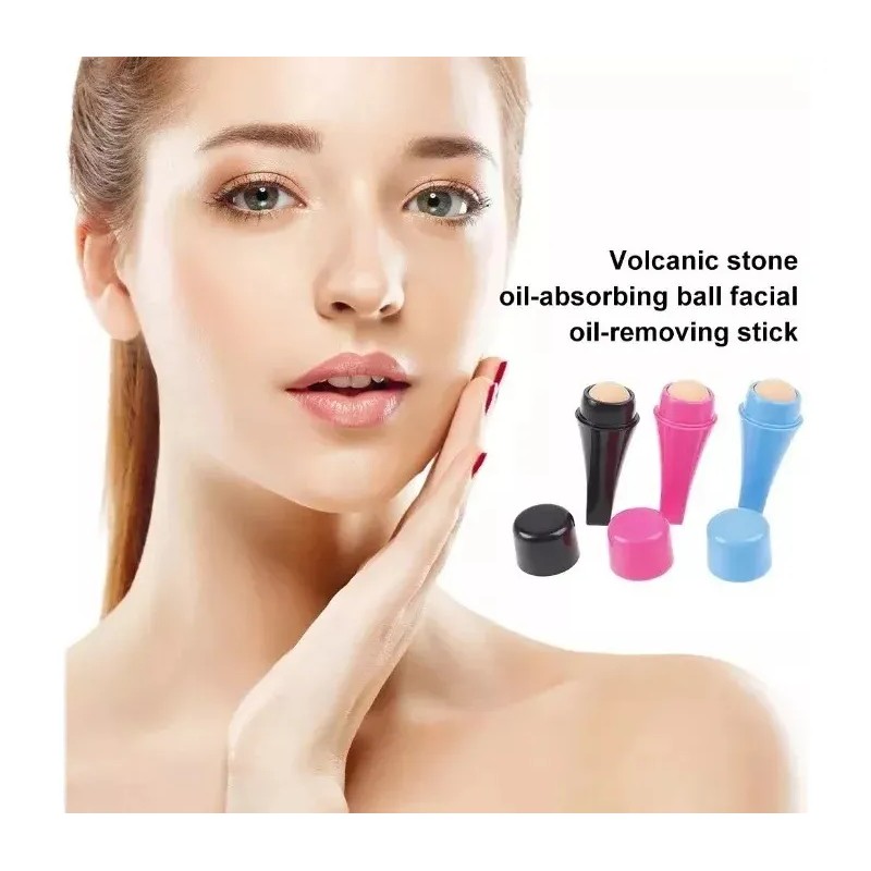 Rodillo Piedra Volcánica Absorbe Grasa Facial Reutilizable F