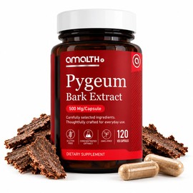 Amalth Polvo de extracto de corteza de Pygeum 500 mg de mayor potencia (6,5% de fitosteroles) saludable para la próstata apoya la salud del tracto urinario, suplementos de hierbas para hombres, 120 cápsulas (sin OMG)