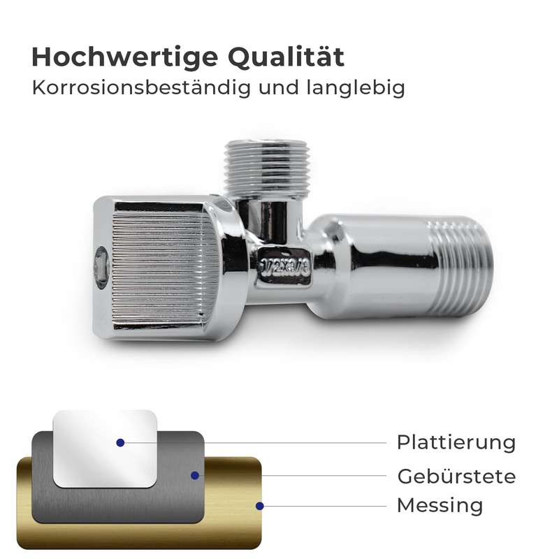 Vancoco Angle Valve 1/2 Inch Wall Connection Set of 2