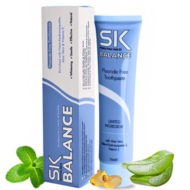 SK Balance Fluoride Free Toothpaste - Nano Hydroxyapatite, Helps Remineralize & Whitening The Teeth, Appropriate for Sensitivity - Aloe Vera & Vitamin E for Soothing Gums (75 ml)