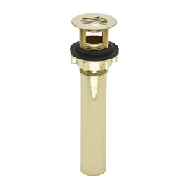 DecoDRAIN Grid Strainer Drain for Bathroom Vanity/Lavatory/Vessel/Sink, Plated ABS Body with Overflow; Polished Brass; PF0722-PB