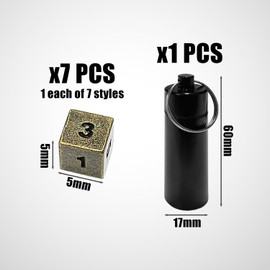 1 Mini Dice Set, 1 Piece Storage Box Key Ring, Dice D6 Dice, Dice Dice Set, Metal Dice, Multi-Sided Dice, Digital Dice (Black)
