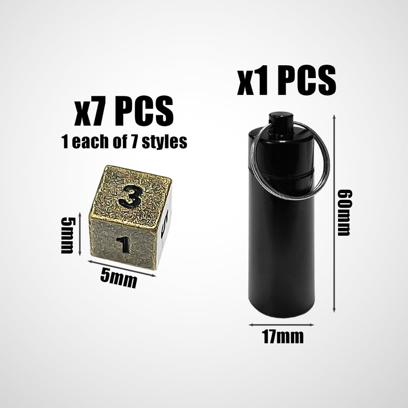1 Mini Dice Set, 1 Piece Storage Box Key Ring,