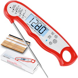 Digital Meat Thermometer, Waterproof Instant Read Food Thermometer for Cooking and Grilling, Kitchen Gadgets, Accessories with Backlight & Calibration for Candy, BBQ Grill, Liquids, Beef, Turkey…