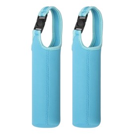 YELARXI Neoprene Water Bottle Sleeves, Water Bottle Carrier Insulators Beverage Bottle Can Sleeves with Carrying Handle, 3 in Fit for Hiking Cycling Camping Travel (2 Pack, Blue)