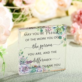 Coworker Gift Acrylic Thank You Gift Employee Appreciation Gift for May You Be Proud of the Work You Do Sign for Retirement Goodbye Farewell Gift Inspirational Paperweight Keepsake (Bright Style)