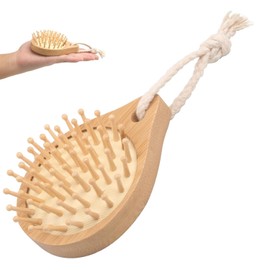 Mini Bamboo Brush for Hair Growth Bamboo Hair Brush Massager Mini Bristles Natural Wood Scalp Brush Detangling Brush for Women No Handle Design Round Wooden Brush