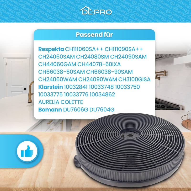 DL-pro 2 x Activated Carbon Filter 187/175 mm Diameter Replacement