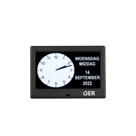 OER - Dementia Watch - Version 2025 - Digital and Analogue Display - Digital Calendar and Senior Clock - Calendar Clock for Dementia - (7 Inches, Black)