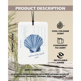 EKGJW Blue Coastal Christian Cologne Car Air Freshener 4 Pcs, Beachy Seashell Palm Tree Hanging Air Freshener for Cars Bathroom Dorm Books Decor, Christian Beach Accessories Gifts for Women Girls
