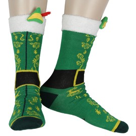Bioworld Elf The Movie Buddy 3D Costume Design Men's Crew Socks With Felt Hat and Feather 1 Pair