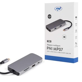 PNI MP07 USB-C to HDMI 2 x USB 3.0 RJ45 SD/TF USB-C PD 7 Output Multiport Adapter