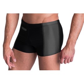 Aquarti Men's Swimming Trunks with Zip Pocket Swimming Shorts, black/grey